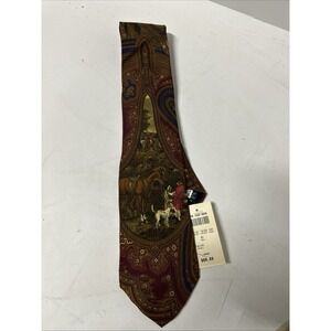 Vtg POLO Ralph Lauren Equestrian Hunt Scene Paisley Necktie 100% Silk Tie *Rare*